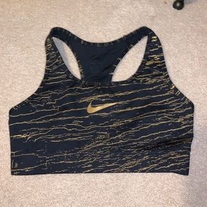 Gold and black nike bra